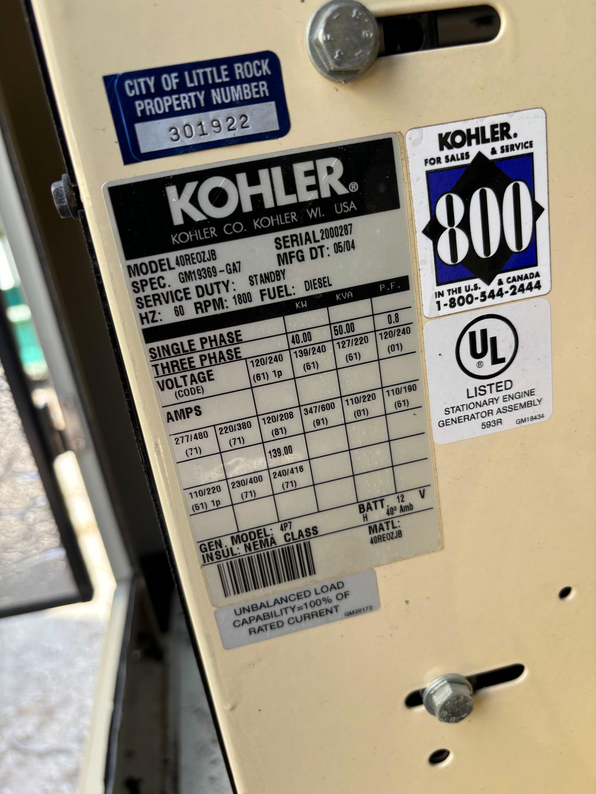 Kohler 40kw Diesel Generator John Deere Engine 301 Hours - All-Red Services LLC